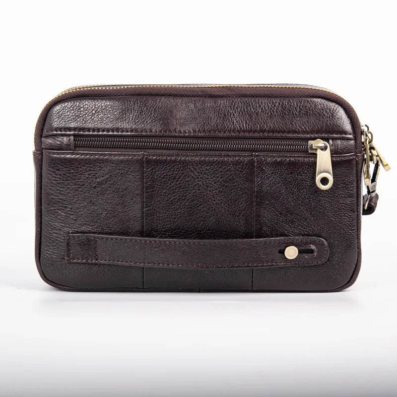 Genuine Leather Hand Bags For Men Large Capacity Money Purse Cell Mobile Phone Pocket Women Soft Double Zipper Male Clutch Bags - Imbasat