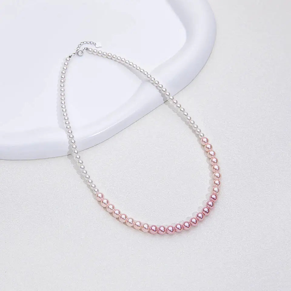 925 Sterling Silver 6mm Pearl Necklace For Women Jewelry On Neck Pearl Bead Choker Cheap Items With Party Gift