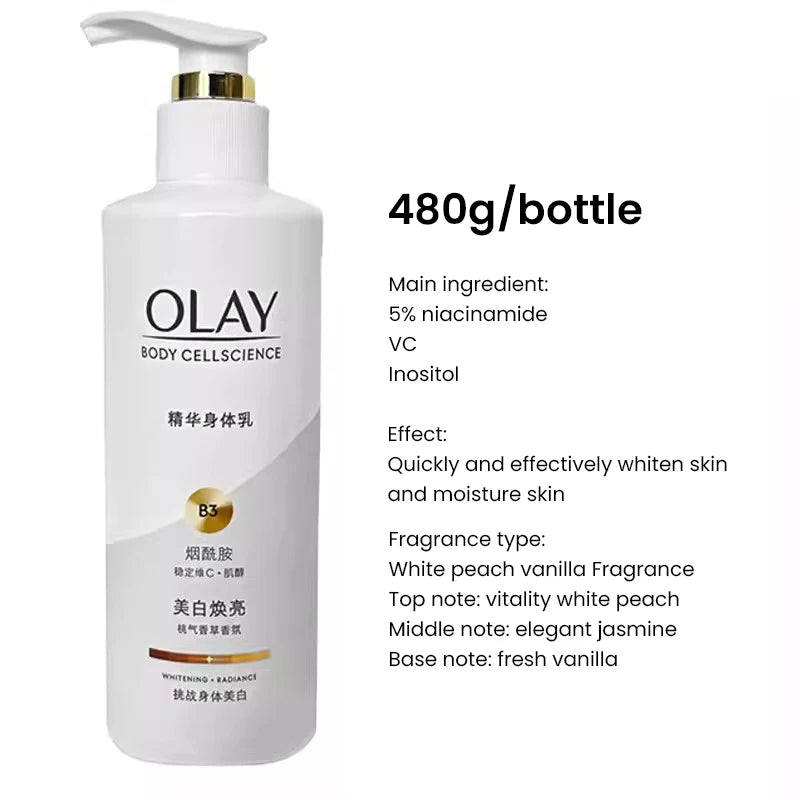 Olay Whitening&Moisturizing Body Cream B3+ VitaminC Moisturize Skin VC Essence Nicotinamide Fragrance Olay Body Lotion 260/480ml