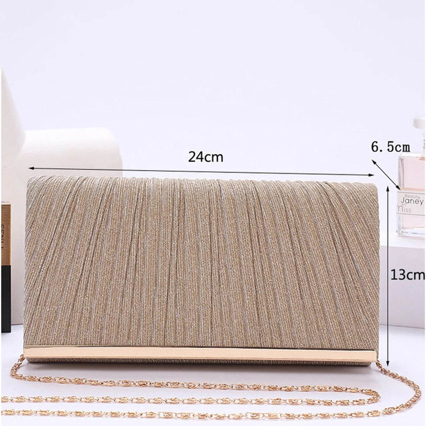 Women's Evening Clutch Bag Female Crystal Wedding Purse Bride Handbag with Chain Crossbody Bag Gold Silver Sequin Shoulder Bag - Imbasat