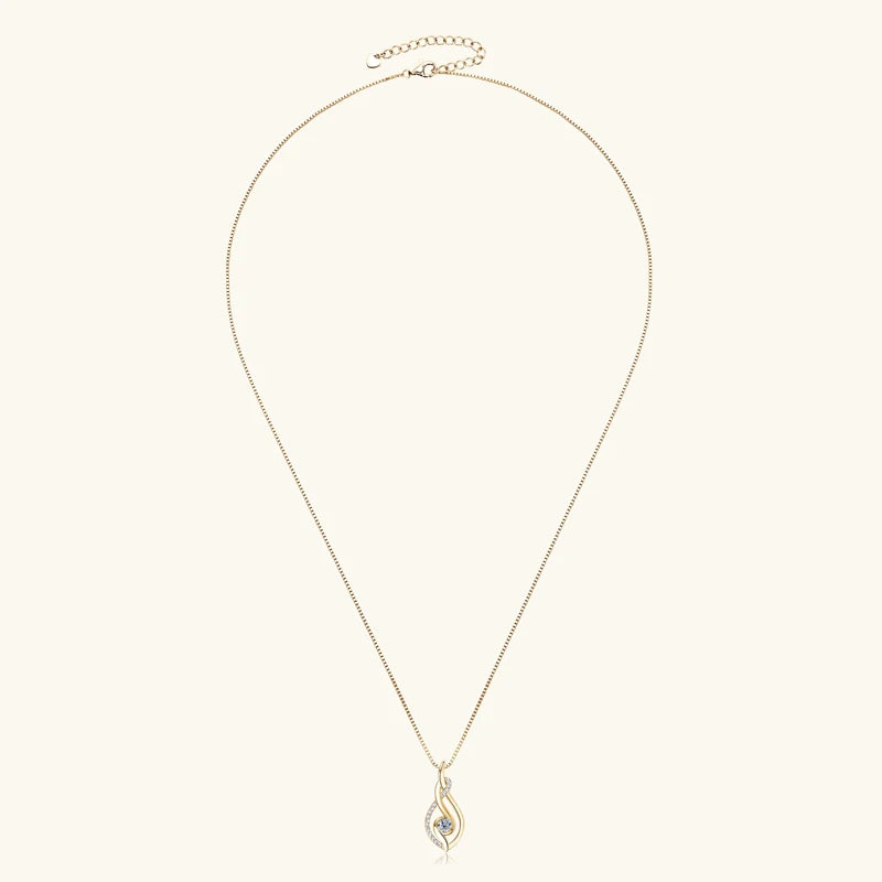 Anziw 925 Sterling Silver 4mm Round Moissanite Twist Pendant Necklace Gold Plated Sparking Diamond Party Jewelry for Women Gifts