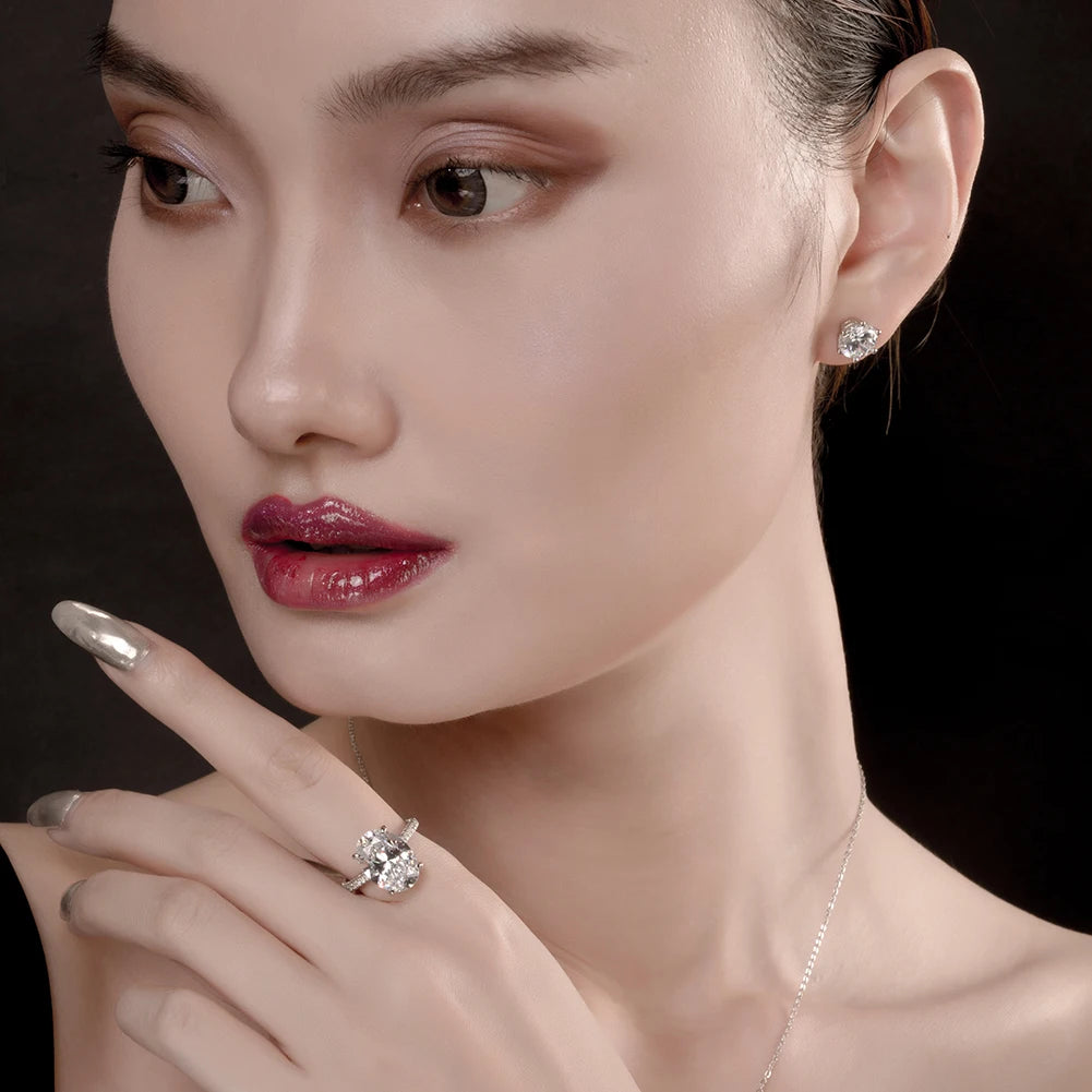 Luxury 5 Carat Oval Cut Engagement Ring for Women Zircon Big Diamond 925 Sterling Silver Wedding Promise Ring 925 Bridal Jewelry