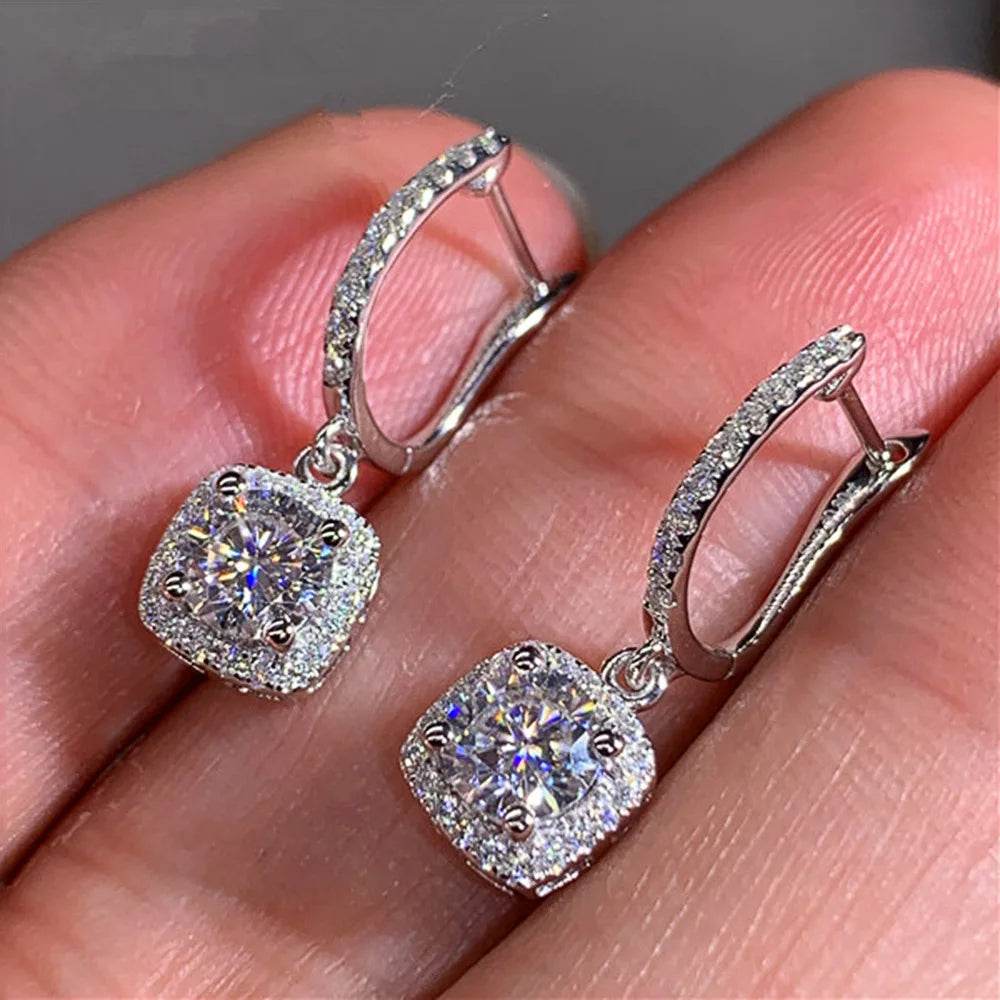 D Moissanite 3ct Earrings 925 Sterling Silver Original Certified Moissanite 1ct Hoop Drop Dangle Earrings 2ct Huggie for Women - Imbasat