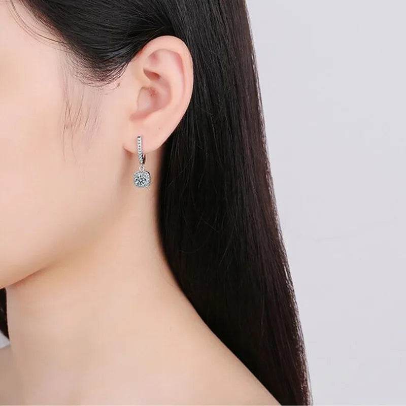 D Moissanite 3ct Earrings 925 Sterling Silver Original Certified Moissanite 1ct Hoop Drop Dangle Earrings 2ct Huggie for Women - Imbasat