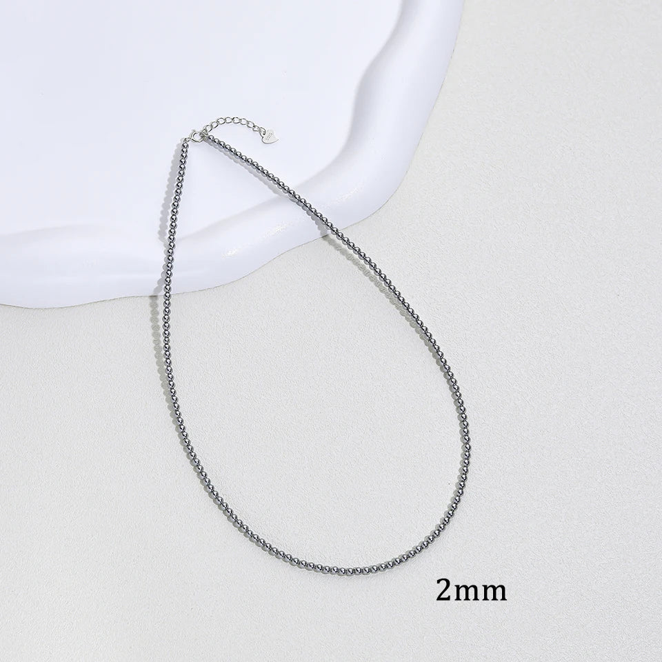 925 Sterling Silver 6mm Pearl Necklace For Women Jewelry On Neck Pearl Bead Choker Cheap Items With Party Gift