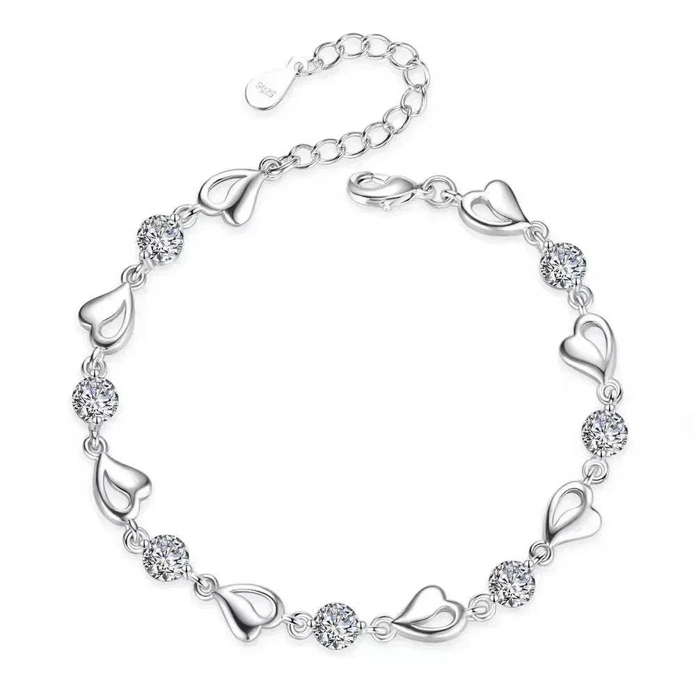 925 Sterling Silver Bracelet Pearls Knots Bracelet for Women Fashion Heart Pearls Irregular Bracelet Luxury Party Jewelry Gift - Imbasat