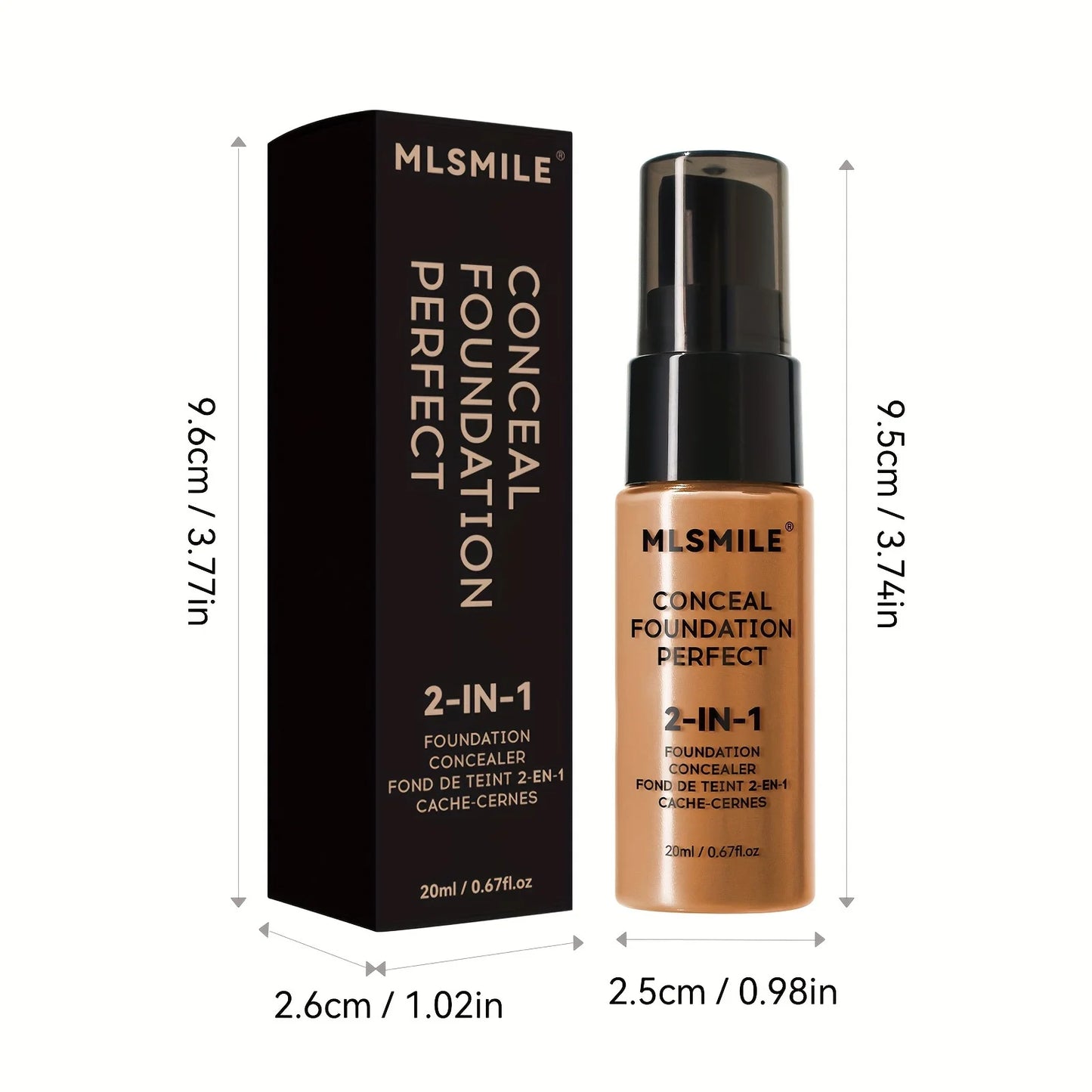 2-In-1 Oil Control Liquid Foundation And Conceal, Full Coverage Long Lasting Waterproof, Hydrating And Brightening Concealer