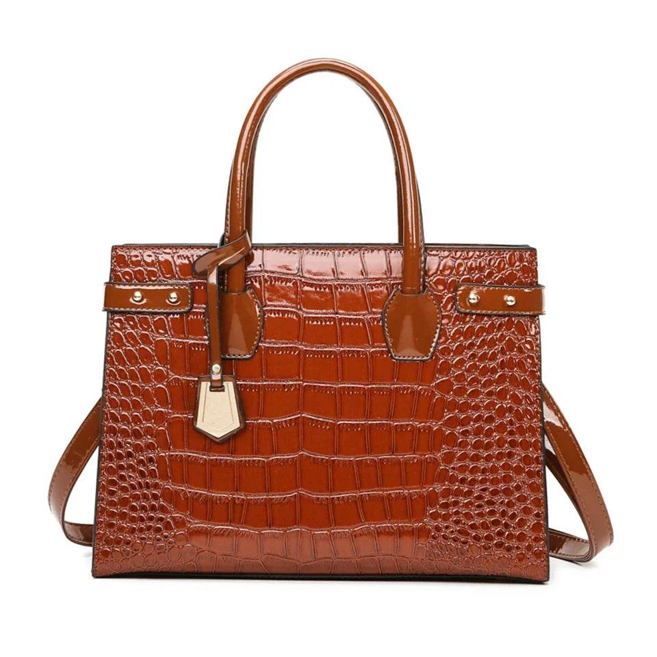 Pantent Leather Women Messenger Bags Crocodile Female Crossbody Shoulder Hand bags For Women 2024 High Quality Ladies Handbags - Imbasat