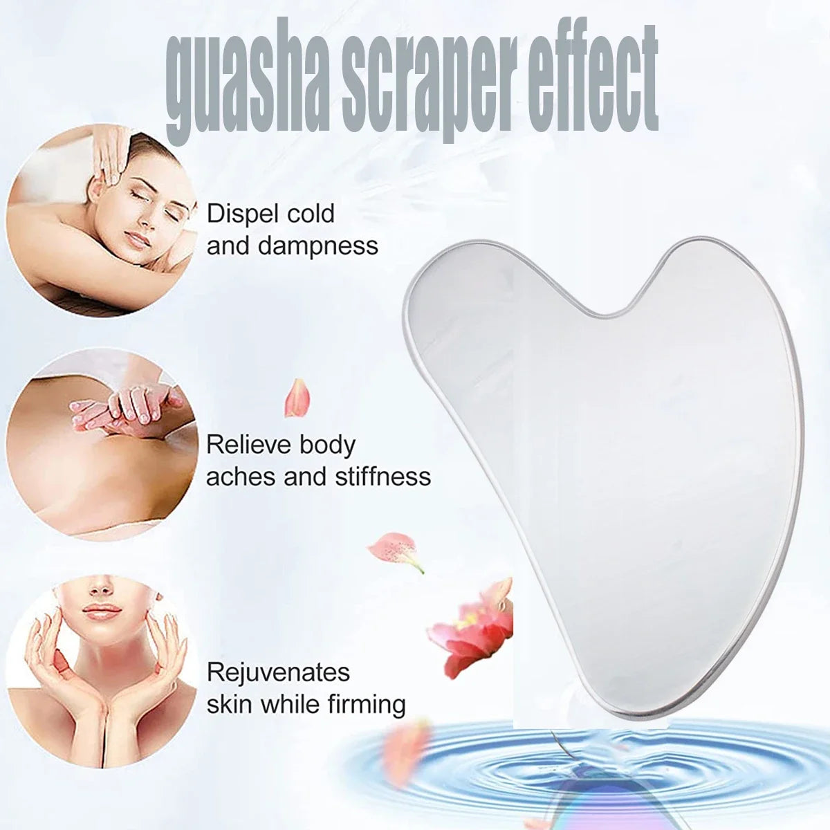 3PC Stainless Steel Gua Sha Scraper Skin Beauty Care Face Massager Full Body Neck Guasha Detox SPA Masssage Tool Stress Relax