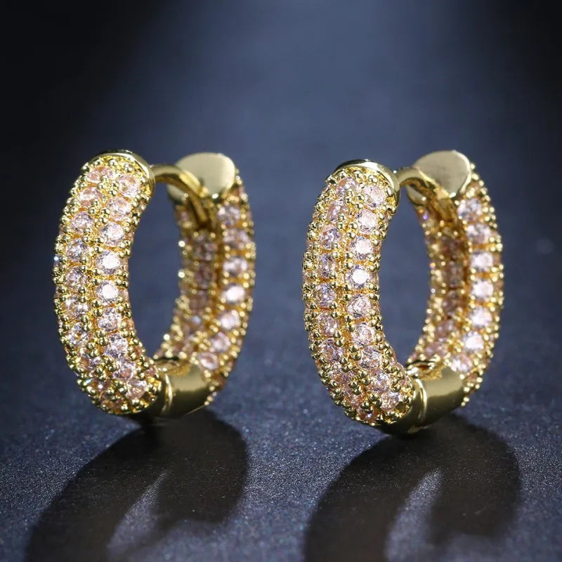 Anziw 925 Silver Sterling Hoops Luxury Earrings Jewelry 1.3mm Round Moissanite Diamond Earrings