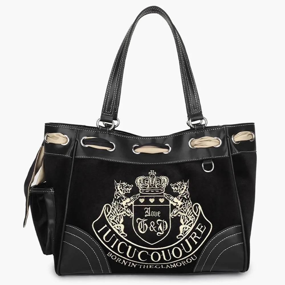 Y2K Women Vintage Retro Chic Embroidery Velvet Handbags Ladies Large-Capacity Tote Bag Girl Shopping Shoulder Bag women's Purses - Imbasat