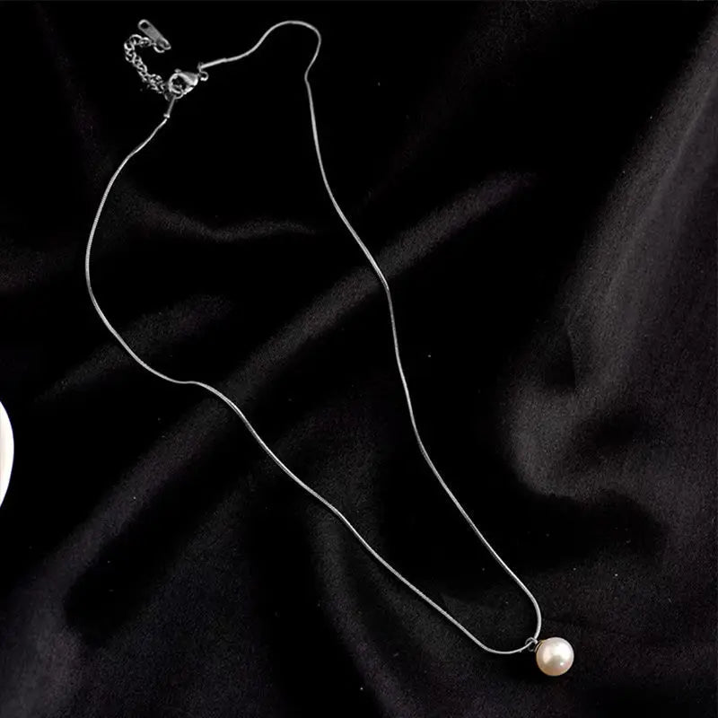 Fashion 925 Sterling Silver Pearl Necklace Geometric Shape