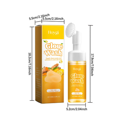 Hoygi 100ml Turmeric Face Wash Cleanser Clean Pores Glow Skin Care Hydrating Oil Control Remove Blackhead Exfoliating Cleanser