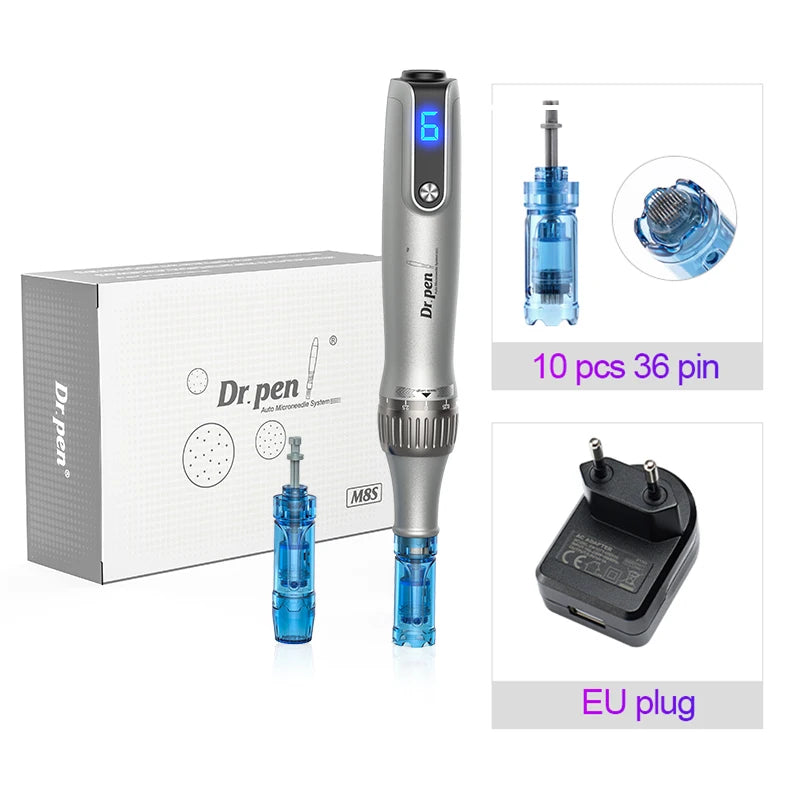 Dr. Pen M8S Microneedling Pen with 12 Replacement Cartridges Wireless Derma
