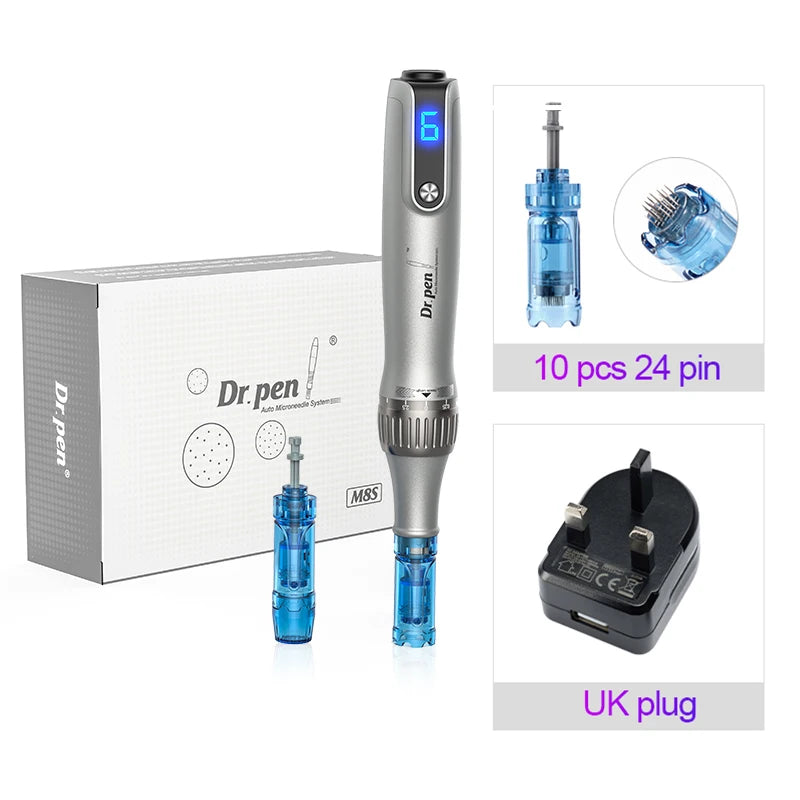 Dr. Pen M8S Microneedling Pen with 12 Replacement Cartridges Wireless Derma