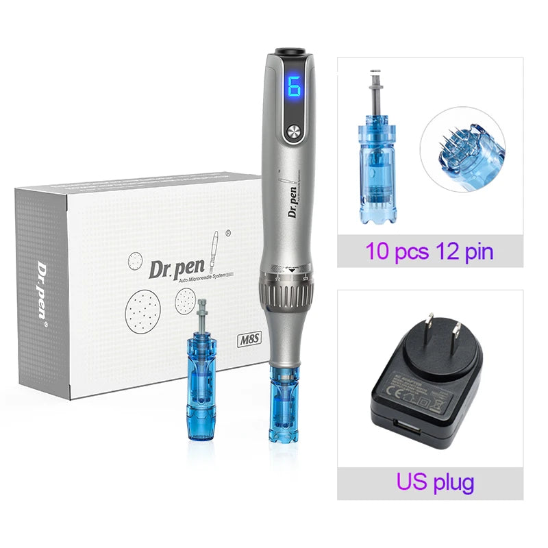 Dr. Pen M8S Microneedling Pen with 12 Replacement Cartridges Wireless Derma