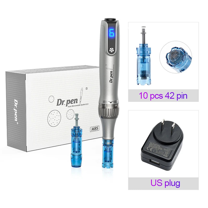 Dr. Pen M8S Microneedling Pen with 12 Replacement Cartridges Wireless Derma