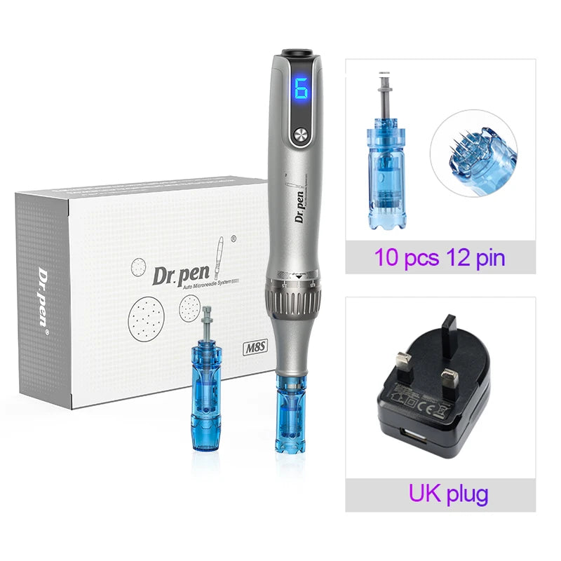 Dr. Pen M8S Microneedling Pen with 12 Replacement Cartridges Wireless Derma