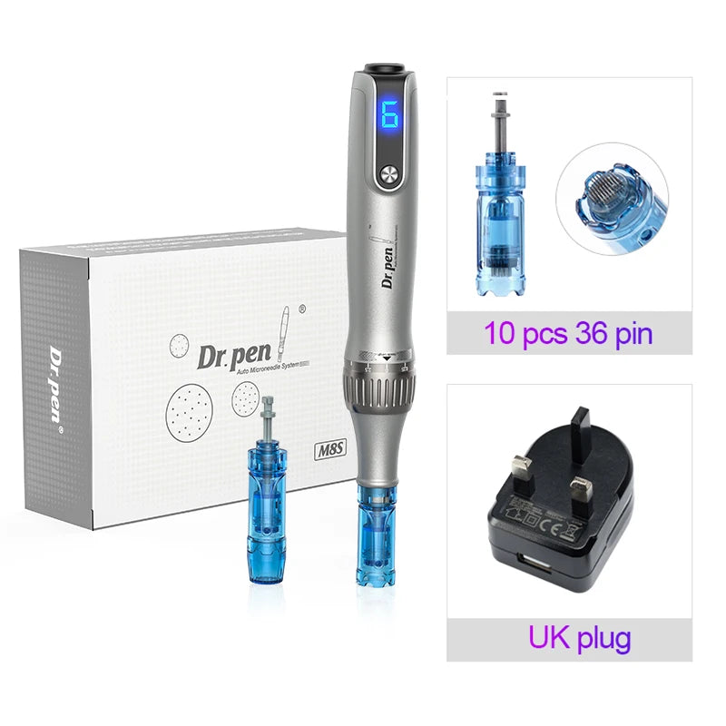 Dr. Pen M8S Microneedling Pen with 12 Replacement Cartridges Wireless Derma
