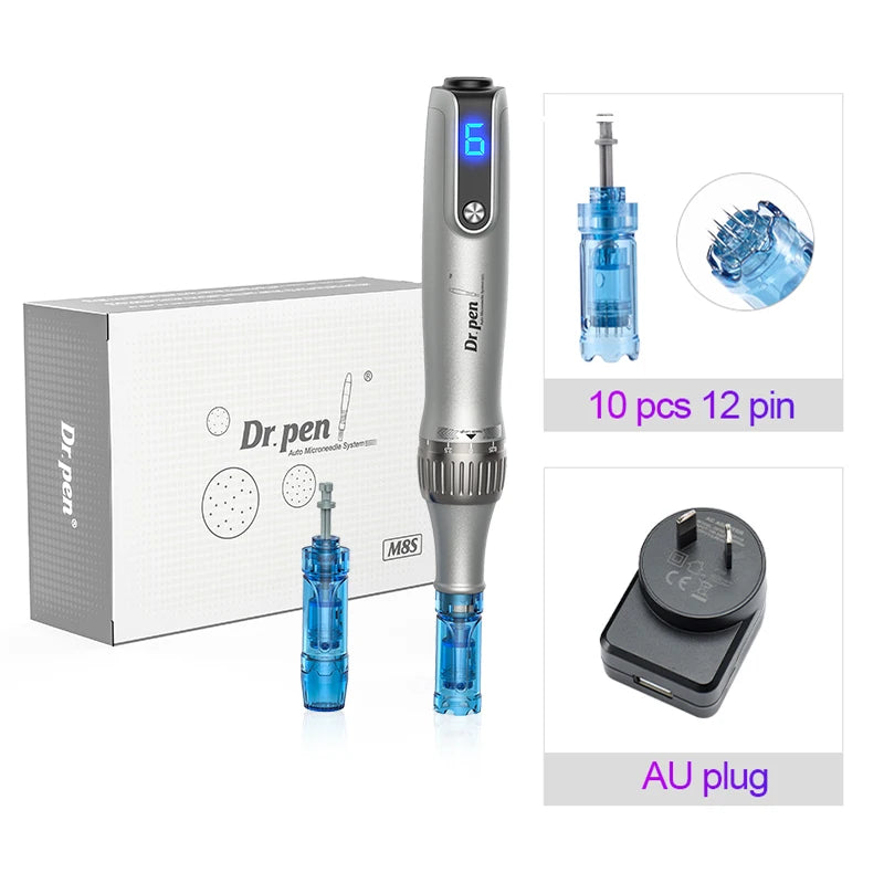 Dr. Pen M8S Microneedling Pen with 12 Replacement Cartridges Wireless Derma