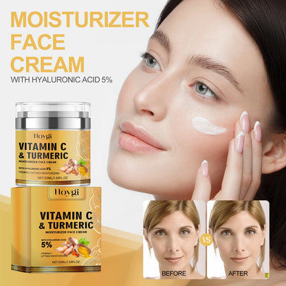 Hoygi 50ml Turmeric Brightening Facial Cream Fade Fine Lines Reduce Melanin Lasting Moisturizing Tender Skin Nourish Face Cream