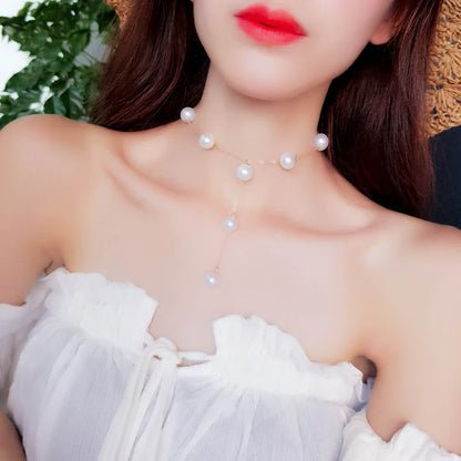 Korean Decoration Simple Wild Pearl Temperament Short Necklace Modern Pearl Ball Necklace Gift Wedding Accessories Necklace