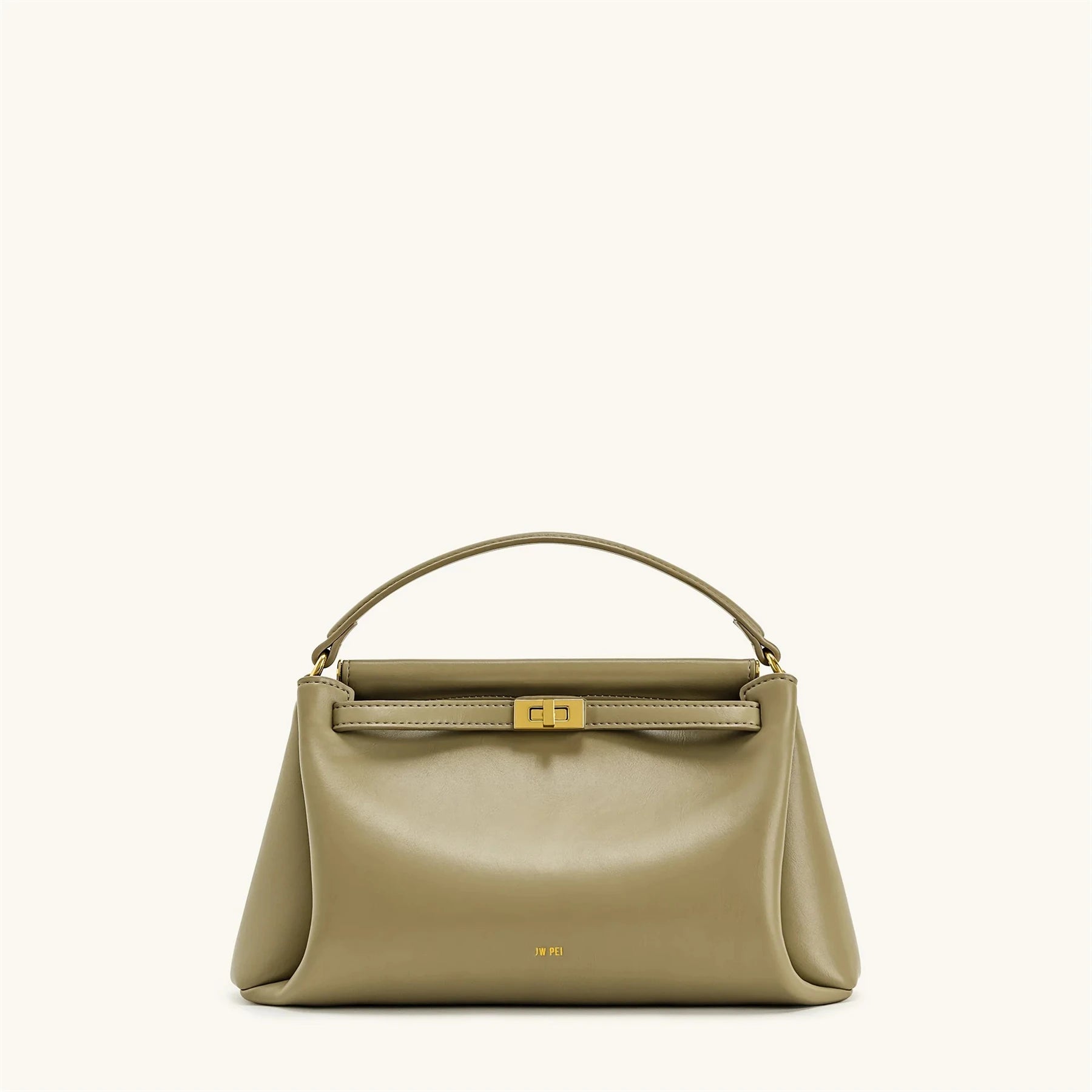 JW PEI Carmen Lock Handbag 2026 New Women's Crossbody Small Square Turnlock Closure Purse Minimalist Vegan Leather Shoulder Bag