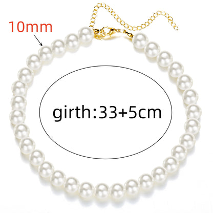 Trend 4-8mm White Pearl Chokers Necklace Clavicle Chain For Women Classic Elegant Wedding Neck Jewelry Love Pendant Gift
