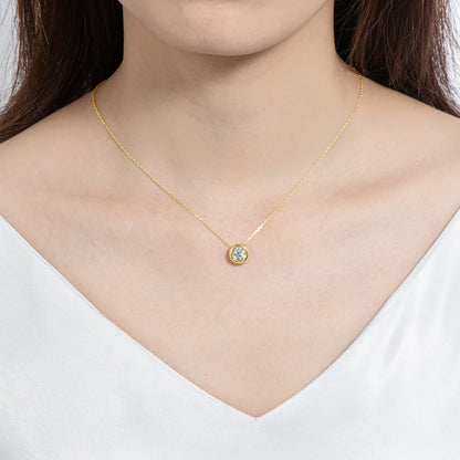 18K Yellow Rose Gold Plated 925 Silver 3CT 1-2CT 9mm Bezel Moissanite Pendant Necklace for Women Men Gift Birthday Anniversary