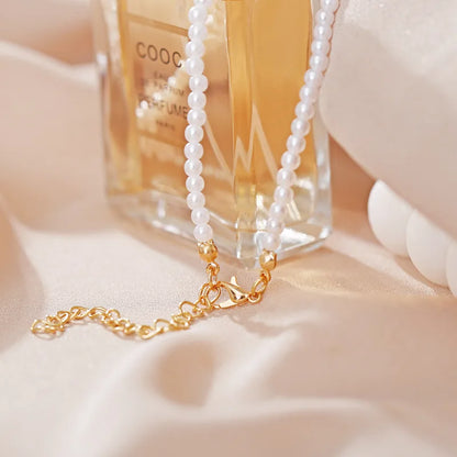 Trend 4-8mm White Pearl Chokers Necklace Clavicle Chain For Women Classic Elegant Wedding Neck Jewelry Love Pendant Gift