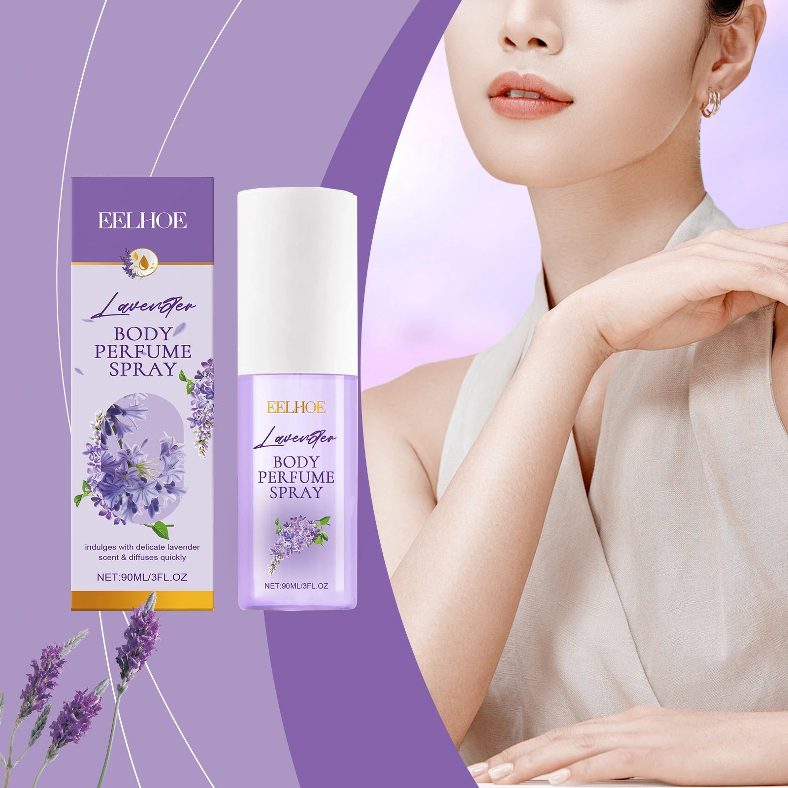 EELHOE Lavender Body Aromatherapy Spray Leaves Fragrance Lasting Lavender Fragrance Pleasant Fresh Flower Fragrance Spray