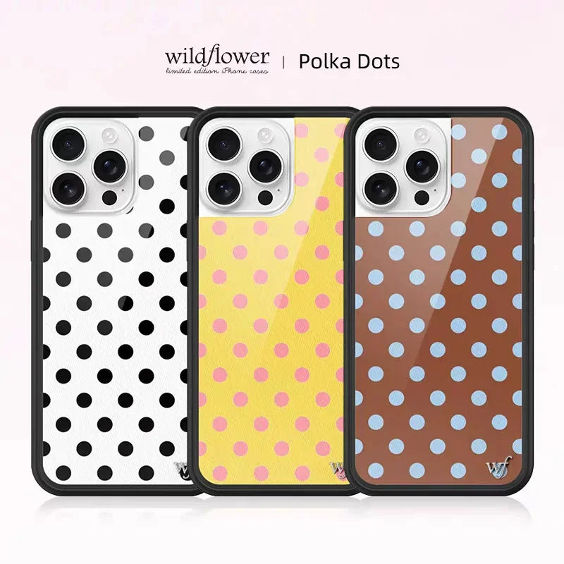 Wildflower 3D Cute Black white brown yellow Polka Dots Phone case For iPhone