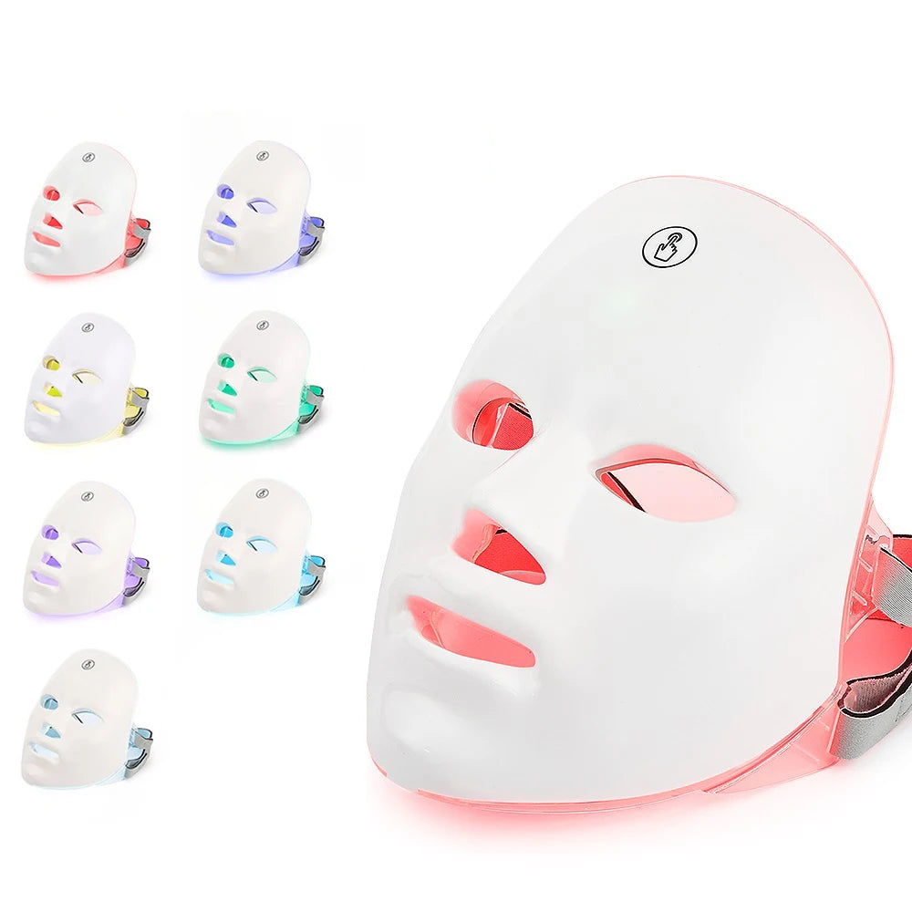 Rechargeable Facial LED Mask 7 Colors LED Photon Therapy Skin Rejuvenation