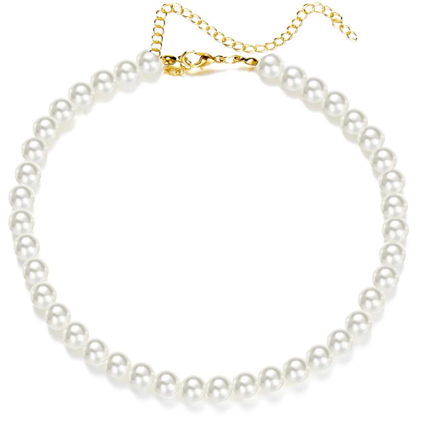 Trend 4-8mm White Pearl Chokers Necklace Clavicle Chain For Women Classic Elegant Wedding Neck Jewelry Love Pendant Gift