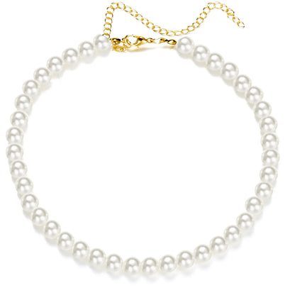 Trend 4-8mm White Pearl Chokers Necklace Clavicle Chain For Women Classic Elegant Wedding Neck Jewelry Love Pendant Gift