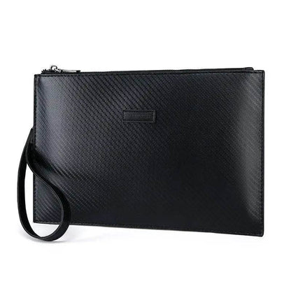 Men's Solid Leather Clutch Bag, Business Wrist Strap, Envelope Bag, Stripe Clutch, Evening Bag, Male Clutches, Handbag, Fashion - Imbasat