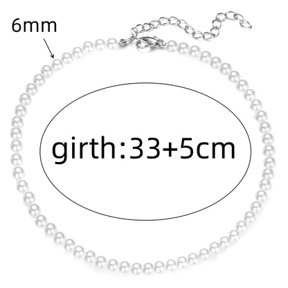 Trend 4-8mm White Pearl Chokers Necklace Clavicle Chain For Women Classic Elegant Wedding Neck Jewelry Love Pendant Gift
