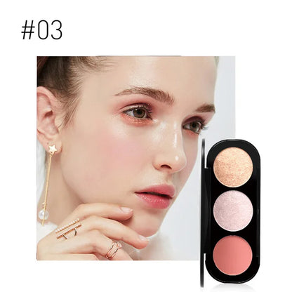 Focallure 3 In 1 Makeup Palette Blush&Highlighter Face Matte Highlighter Powder Illuminated Bronzer Blusher Powder