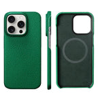 Cowhide Lychee Leather Phone Case for iPhone