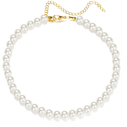 Trend 4-8mm White Pearl Chokers Necklace Clavicle Chain For Women Classic Elegant Wedding Neck Jewelry Love Pendant Gift