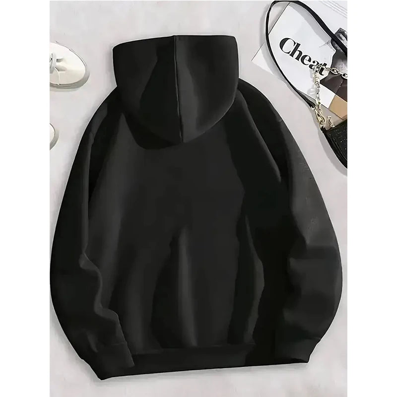 Women's Battery Low Print Long Sleeve Hoodies Autunm Winter Casual Sweatshirt Funny Graphic Y2k Hooded Streetwear Y2k Clothing