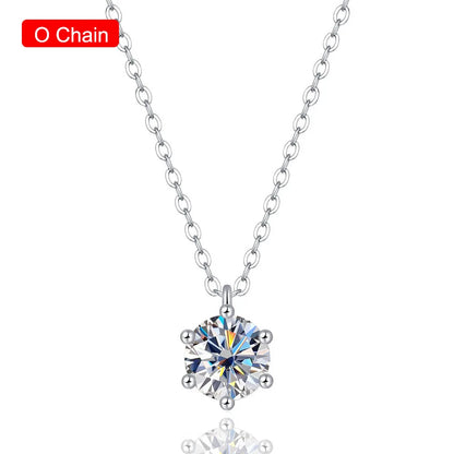 1ct D VVS1 Moissanite Pendant Necklace for Women Wedding Bridal 100% S925 Sterling Silver Necklace Plated 18K Anniversary Gift