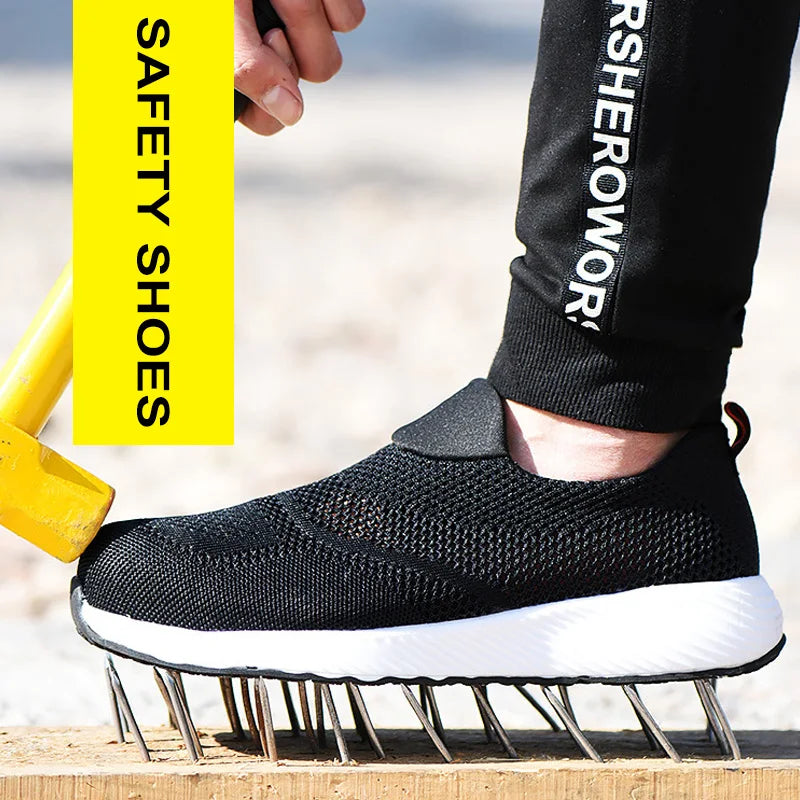 Mesh Lightweight Work Sneakers Steel Toe Men Women Work Safety Shoes Breathable