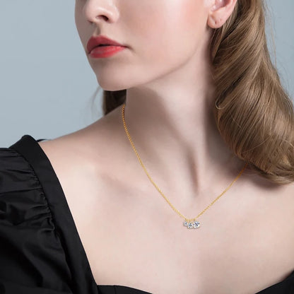 2024 New D0.90CT 3 Stones Pendant Necklace 925 Sterling Silver for Women D Color Round Moissanite Necklace Trend Fine Jewelry