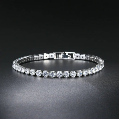 Anziw 3mm D Color VVS1 Moissanite Bracelet Original Certified 925 Silver Tennis Bracelets 18k Gold Plated for Women Man Jewelry