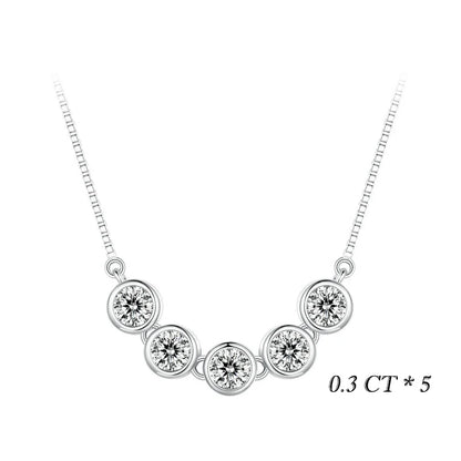 BAMOER 1 Carat Bazel Moissanite Necklace D color VVS1 Lab Grown Diamond Necklace for Women 925 Sterling Silver Wedding Jewelry