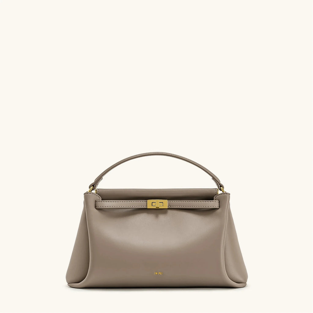 JW PEI Carmen Lock Handbag 2026 New Women's Crossbody Small Square Turnlock Closure Purse Minimalist Vegan Leather Shoulder Bag