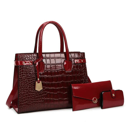 Pantent Leather Women Messenger Bags Crocodile Female Crossbody Shoulder Hand bags For Women 2024 High Quality Ladies Handbags - Imbasat