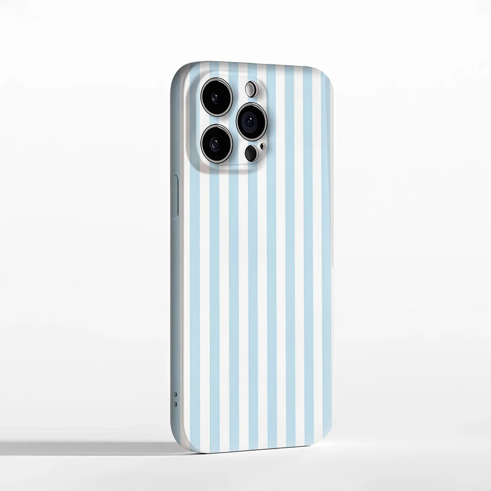 Light Blue White Vertical Stripes Phone Case for IPhone