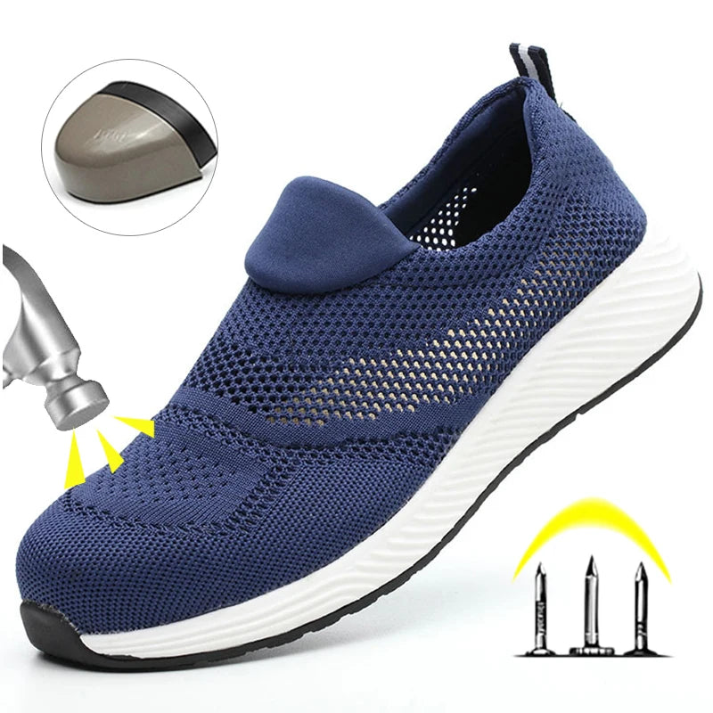 Mesh Lightweight Work Sneakers Steel Toe Men Women Work Safety Shoes Breathable
